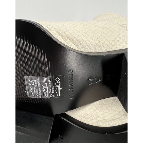 AllSaints Lenora Bootie Size 37 US 7 Off White Goat Leather Simulated Snake Skin - Picture 11 of 16